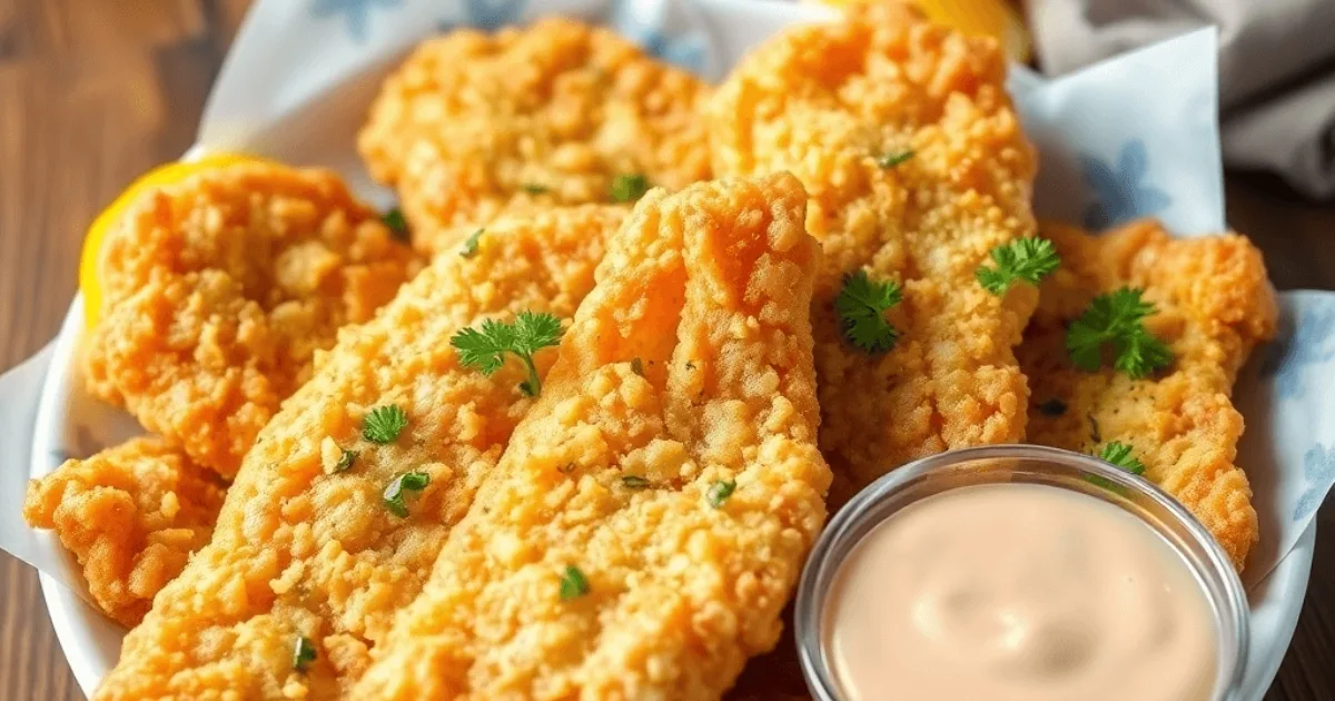 Crispy fried fish from a Jax Fish Fry with lemon wedges