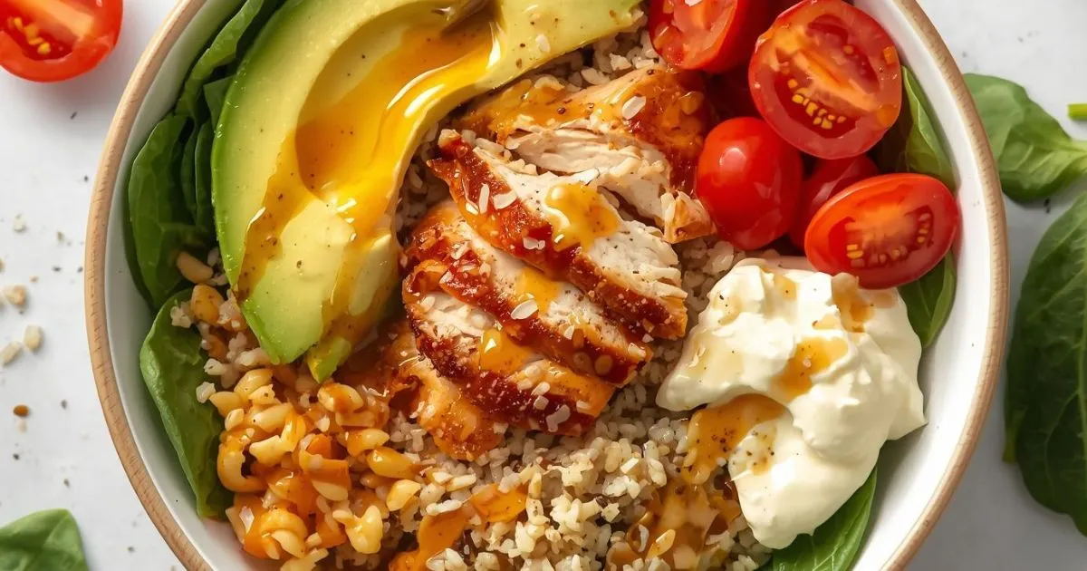 Chicken Breakfast Recipes bowl with avocado and spinach