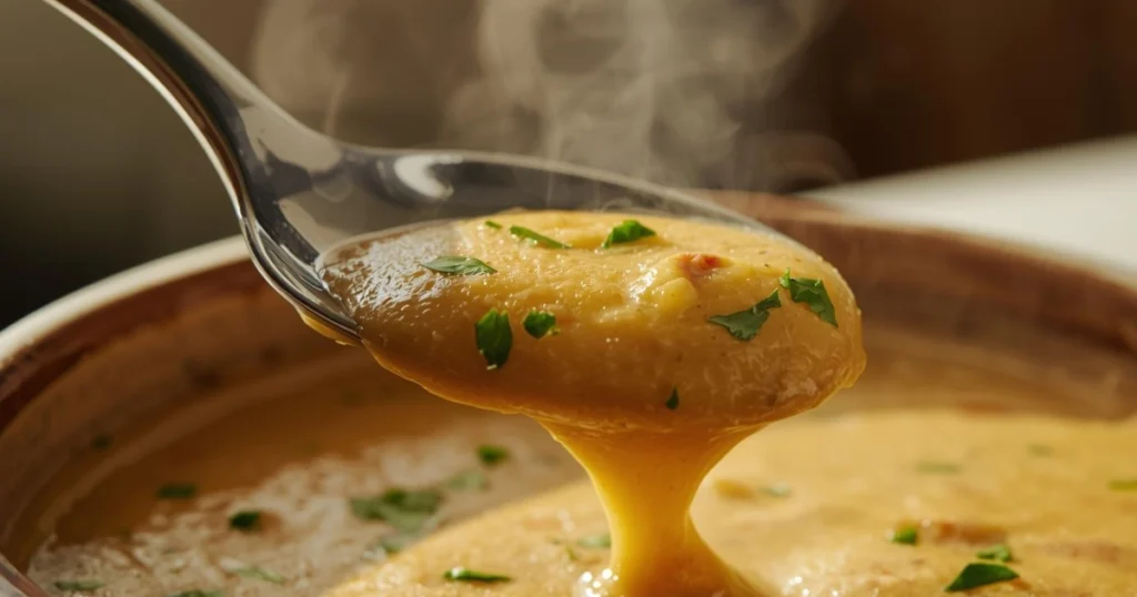“Spoonful of creamy vegetable soup lifted from the bowl, showing smooth texture and fresh parsley garnish for iftar.”

5 Creative Recipe Variations – “Creamy Vegetable Soup for Ramadan”
Variation 1: Vegan Delight 🌱