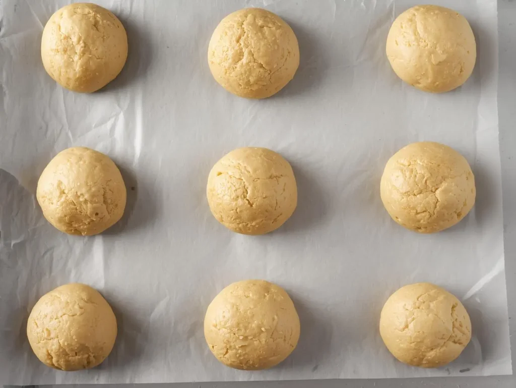 strawberry cake cookie dough on baking sheet