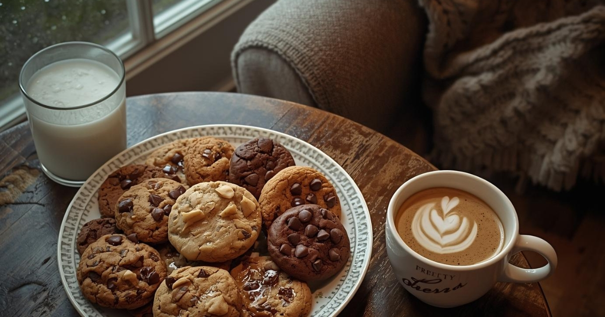 strawberry cake cookies served with milk