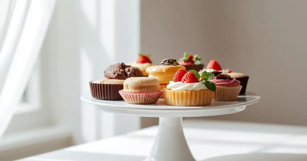 Close-up of a chocolate mini brownie with powdered sugar soft moist texture