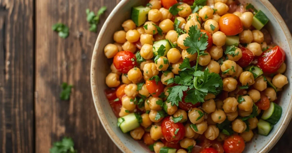 Chickpea and vegetable salad healthy for Ramadan Iftar meal