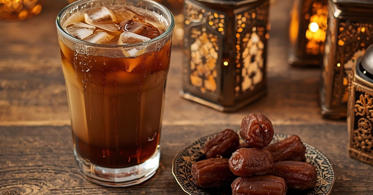 iced coffee recipe for Ramadan served with dates for iftar