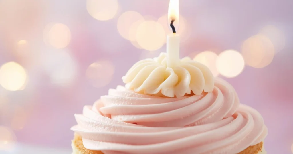 mini pastel layer cake with single candle on top