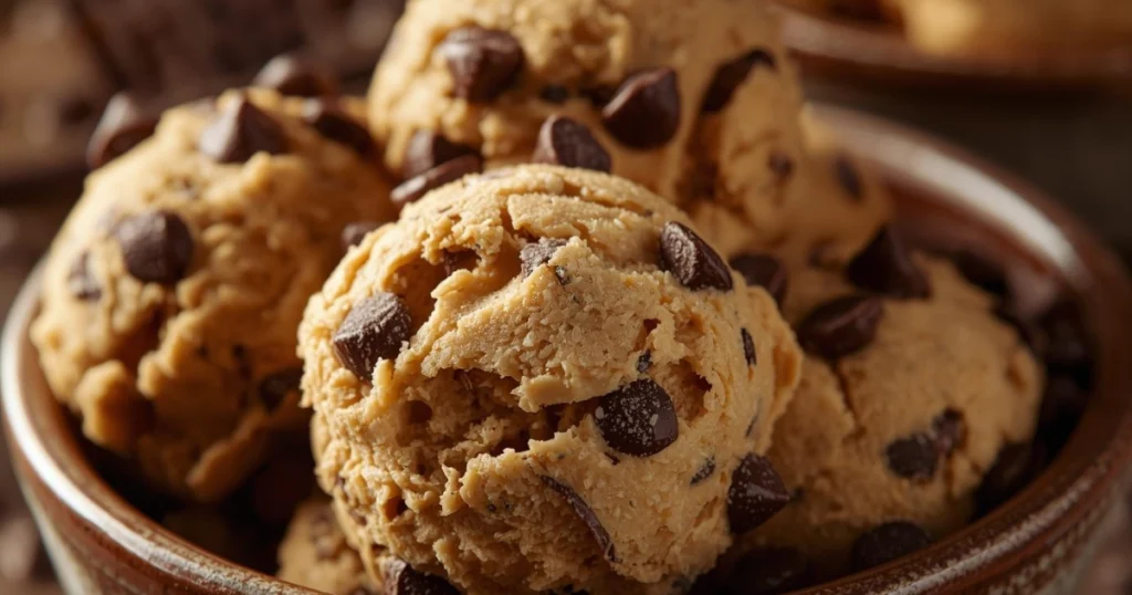 edible cookie dough recipe safe to eat without eggs in dessert bowl