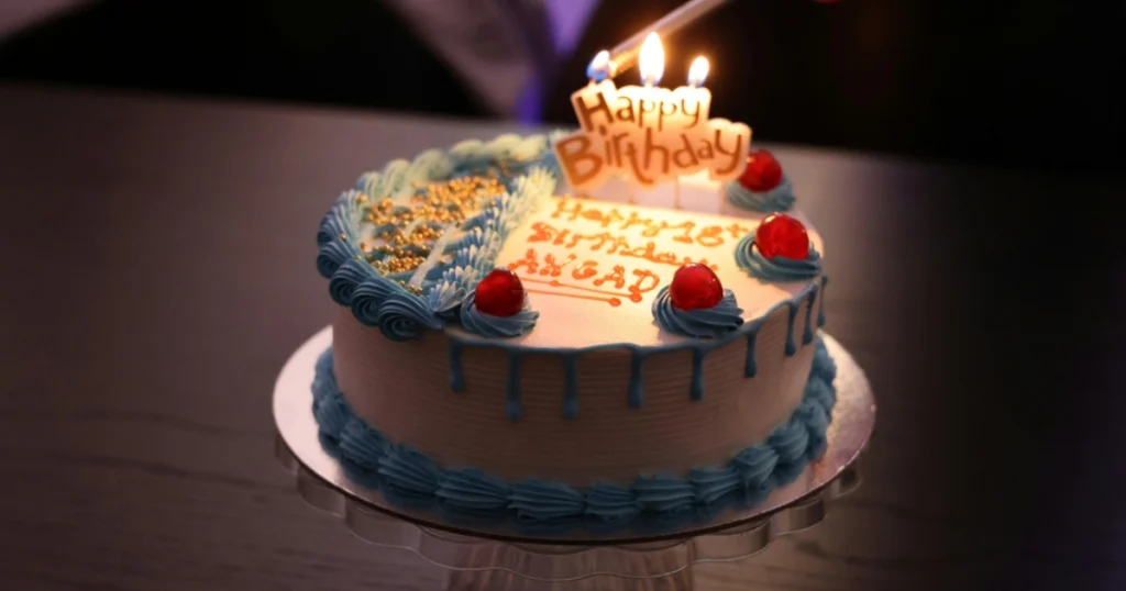 birthday cake ingredients flat lay flour eggs sugar butter milk vanilla baking powder