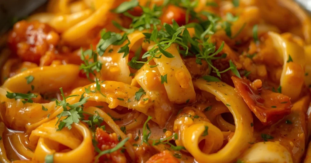 Homemade penne vodka pasta in a white bowl on a wooden table ready to serve.