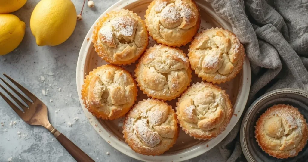 A fresh, moist lemon cake on a pastel plate, garnished with lemon zest and spring flowers.